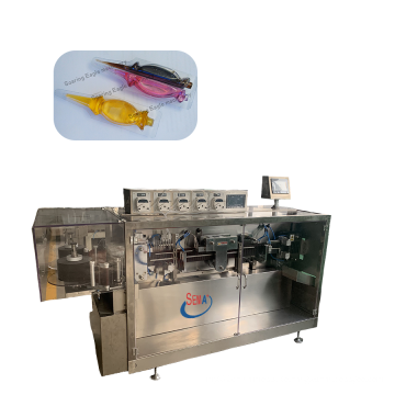 pesticide plastic ampoule bottle filling sealing and labeling machine price with VIDEO